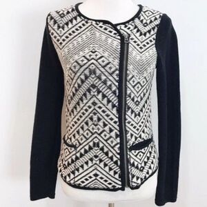Lucky Brand Tribal Print Moto Style Zip Up Cardigan medium